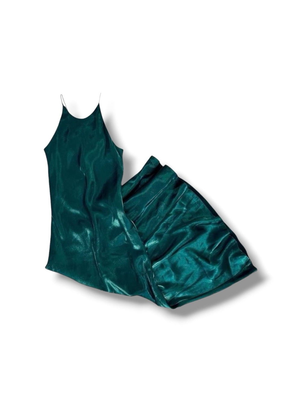 Hampton Nites vintage 90s Y2K iridescent green satin long homecoming dress 10